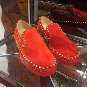 Christian Louboutin Red Pik Boat with Gold Spikes Size 43 (10)